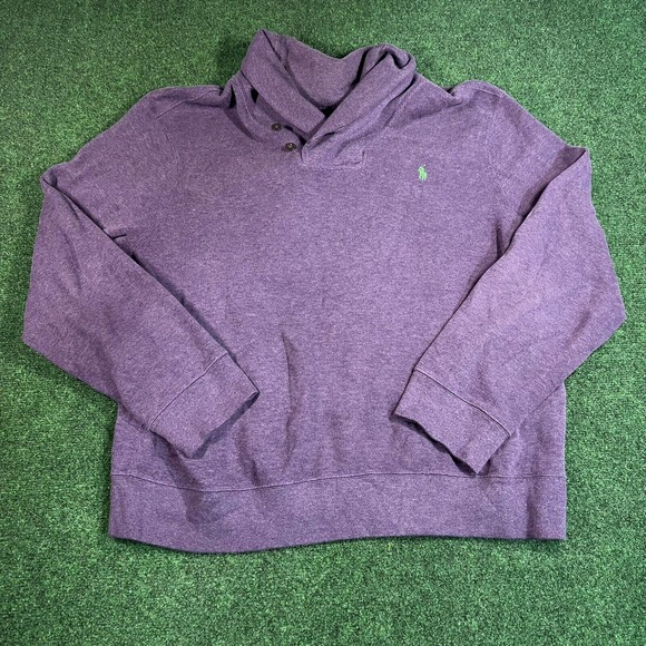 Polo Ralph Lauren Sweater Men’s 2XL Purple Long Sleeve Cotton Cowl Neck Pullover - Picture 1 of 7